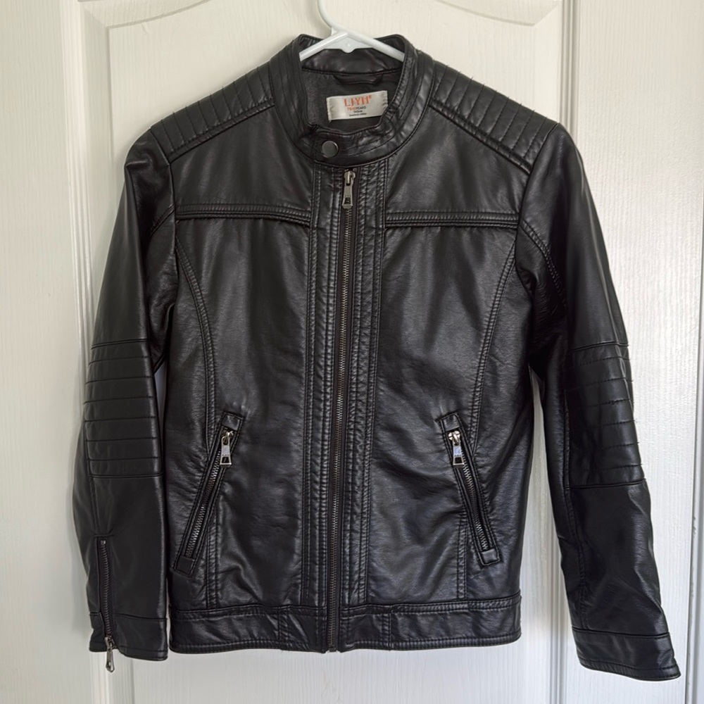 Boys faux leather motorcycle jacket